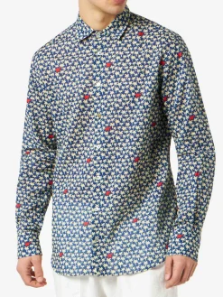 Sikelia-Hemd aus Musselin-Baumwolle für Herren mit Palmenprint