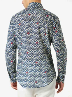 Sikelia-Hemd aus Musselin-Baumwolle für Herren mit Palmenprint