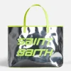Silberne Reflextasche mit fluoreszierenden gelben Details