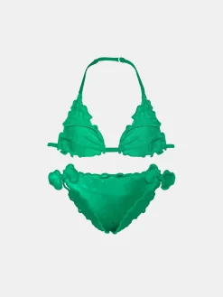 Smaragdgrüner Triangel-Bikini für Mädchen