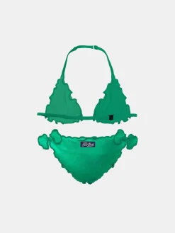 Smaragdgrüner Triangel-Bikini für Mädchen