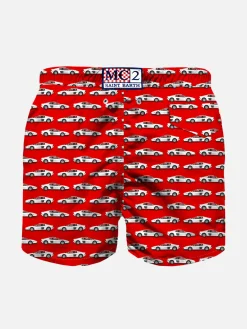 Sportliche Jungen-Badeshorts aus leichtem Stoff mit Auto-Print
