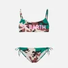 St. Barth Bralette-Camouflage-Bikini für Mädchen mit glitzernder Vorderseite und Grafik