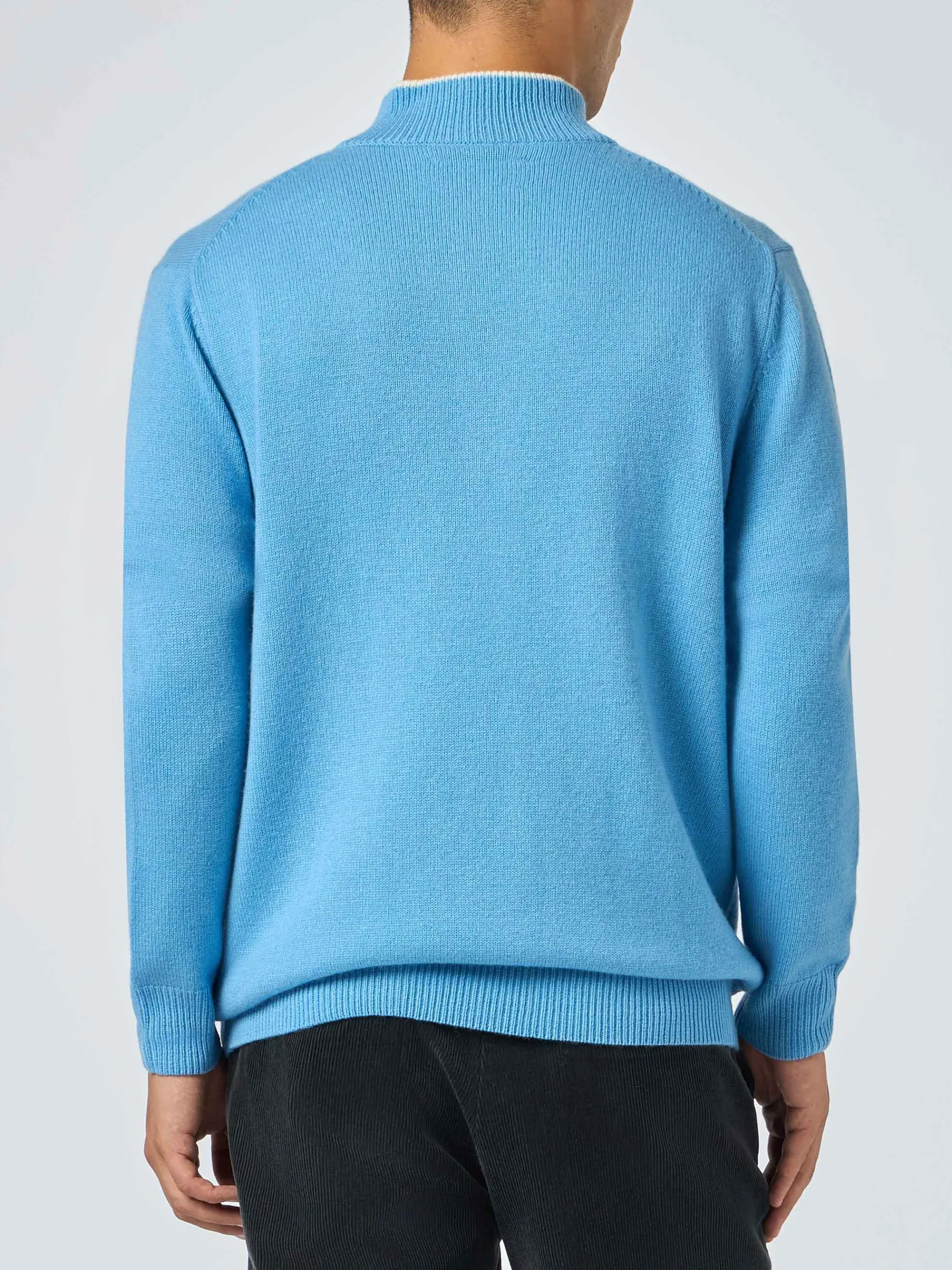 Staubblauer Polopullover Dorian aus Kaschmirmischung für Herren
