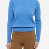 Staubblauer Pullover Sorbonne aus Stretchgarn für Damen