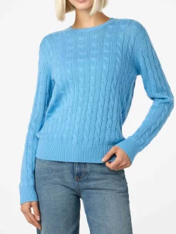 Staubblauer Pullover Sorbonne aus Kaschmirmischung für Damen