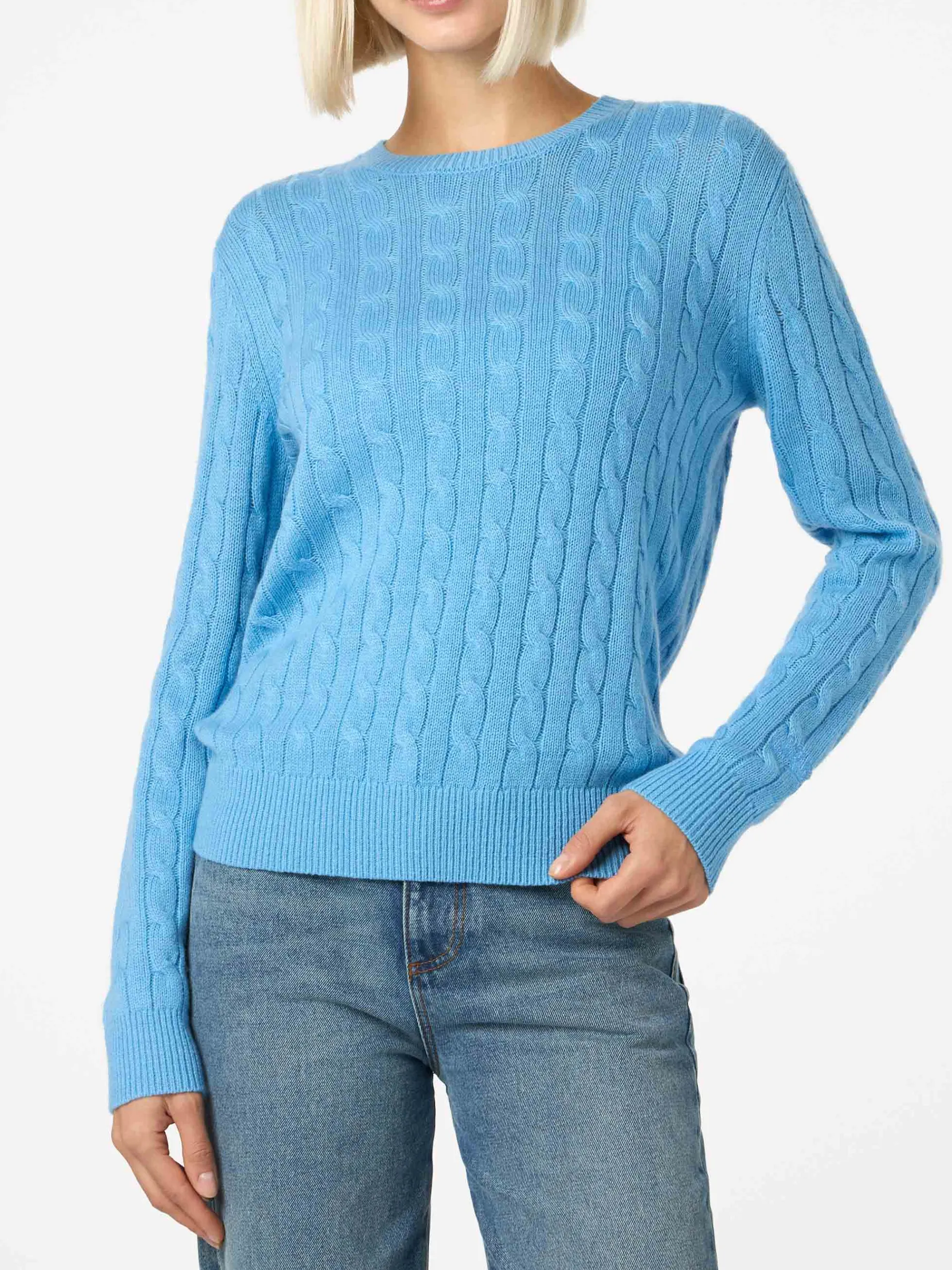 Staubblauer Pullover Sorbonne aus Kaschmirmischung für Damen