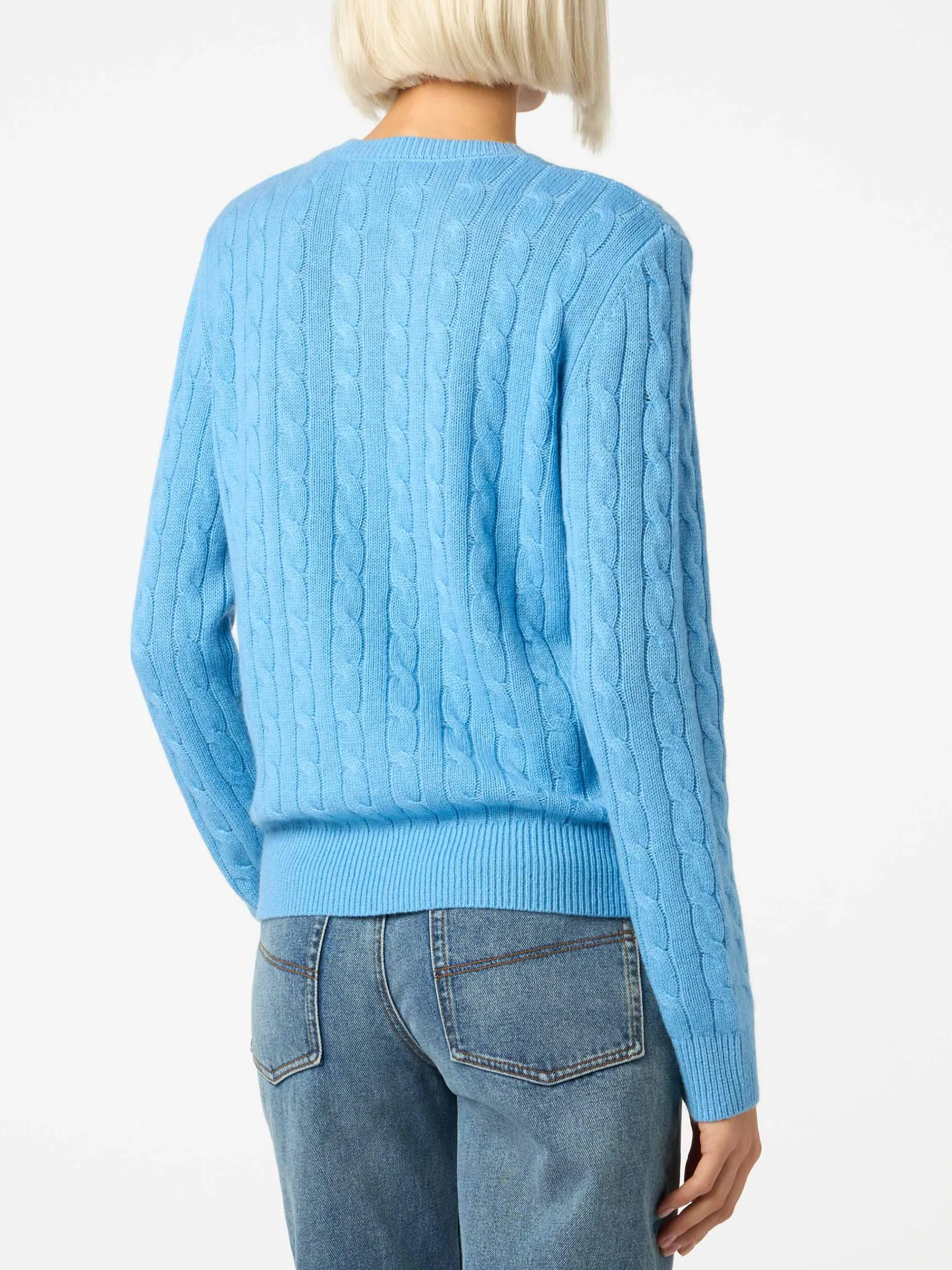 Staubblauer Pullover Sorbonne aus Kaschmirmischung für Damen