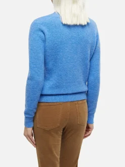 Staubblauer Pullover Sorbonne aus Stretchgarn für Damen
