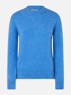 Staubblauer Pullover Sorbonne aus Stretchgarn für Damen