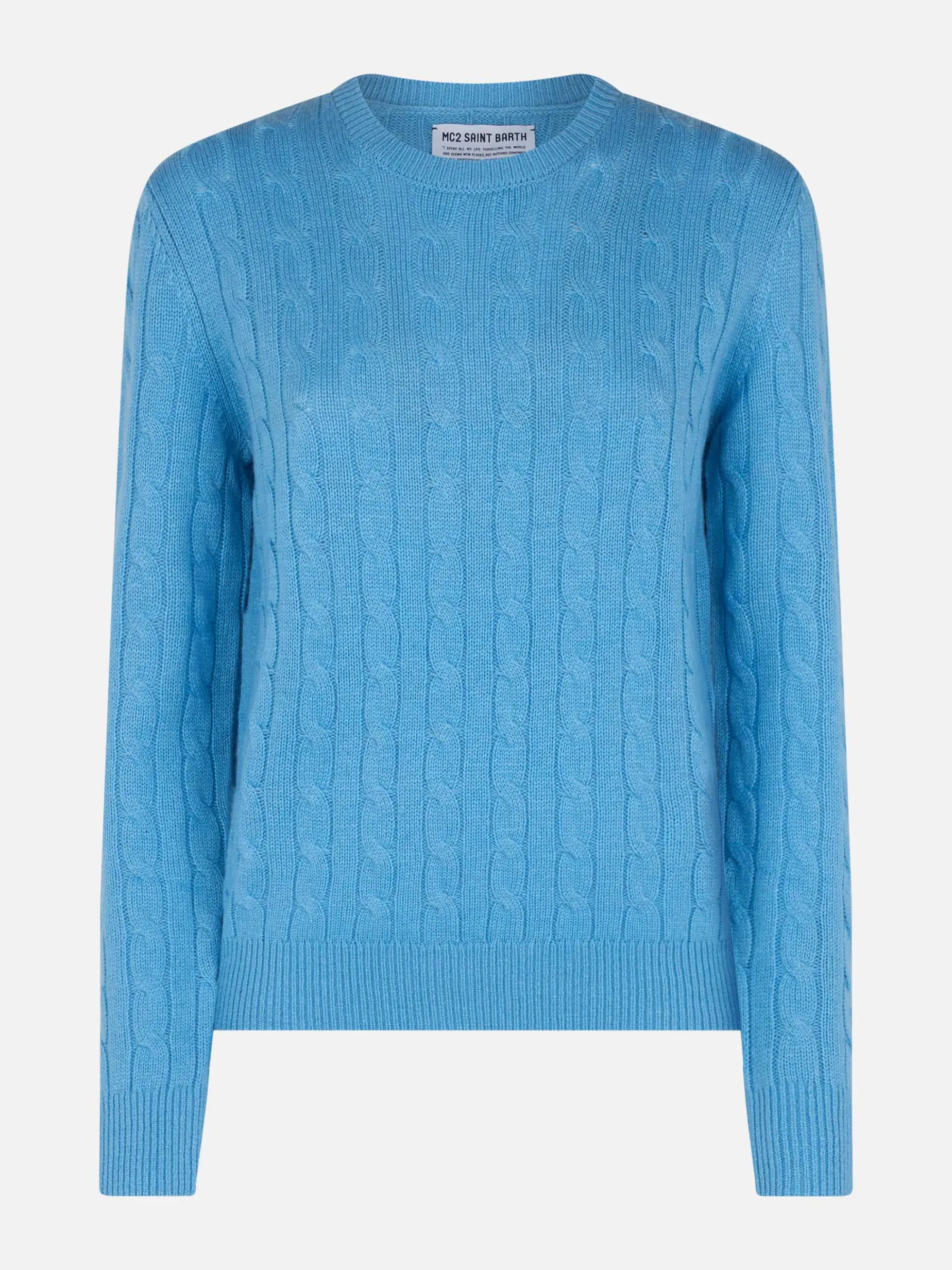 Staubblauer Pullover Sorbonne aus Kaschmirmischung für Damen