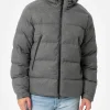 Steppjacke aus graumeliertem Flanell mit Kapuze für Herren von Maier