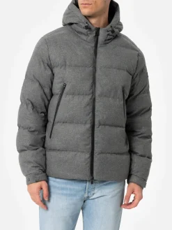 Steppjacke aus graumeliertem Flanell mit Kapuze für Herren von Maier