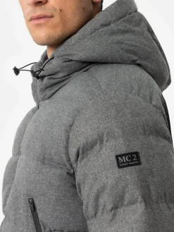 Steppjacke aus graumeliertem Flanell mit Kapuze für Herren von Maier