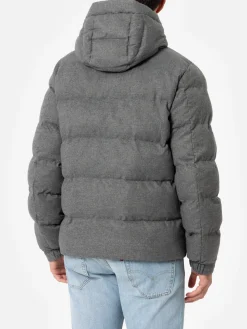 Steppjacke aus graumeliertem Flanell mit Kapuze für Herren von Maier