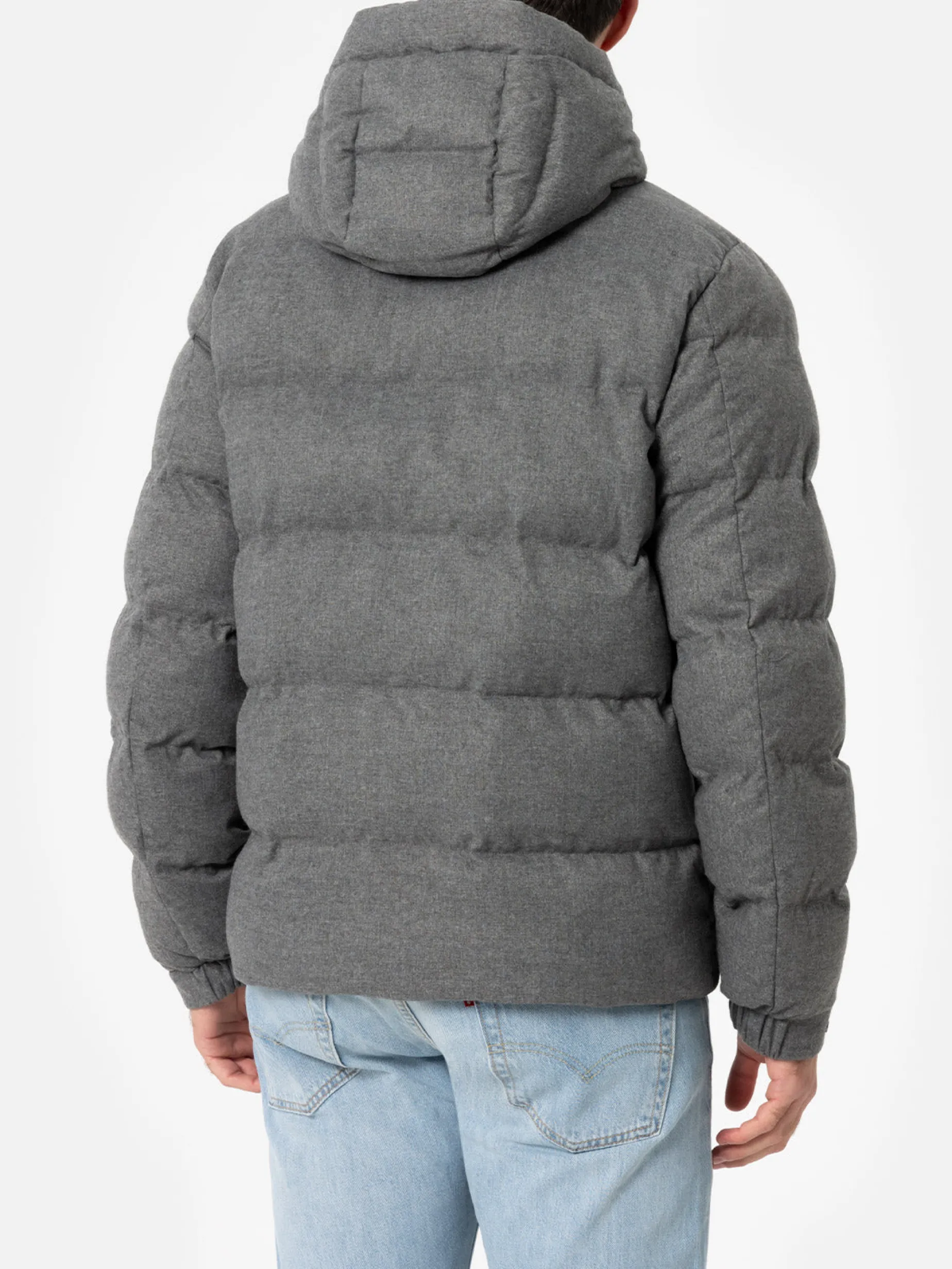 Steppjacke aus graumeliertem Flanell mit Kapuze für Herren von Maier