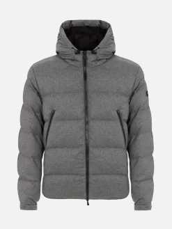 Steppjacke aus graumeliertem Flanell mit Kapuze für Herren von Maier