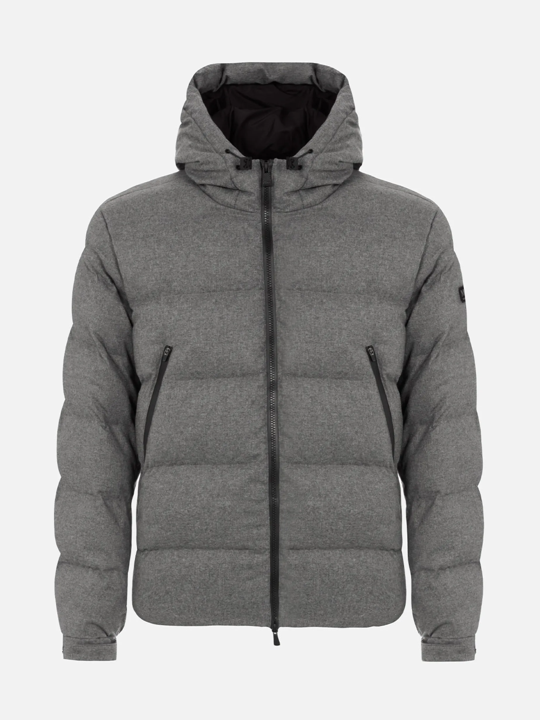 Steppjacke aus graumeliertem Flanell mit Kapuze für Herren von Maier