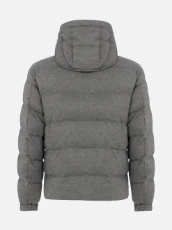 Steppjacke aus graumeliertem Flanell mit Kapuze für Herren von Maier
