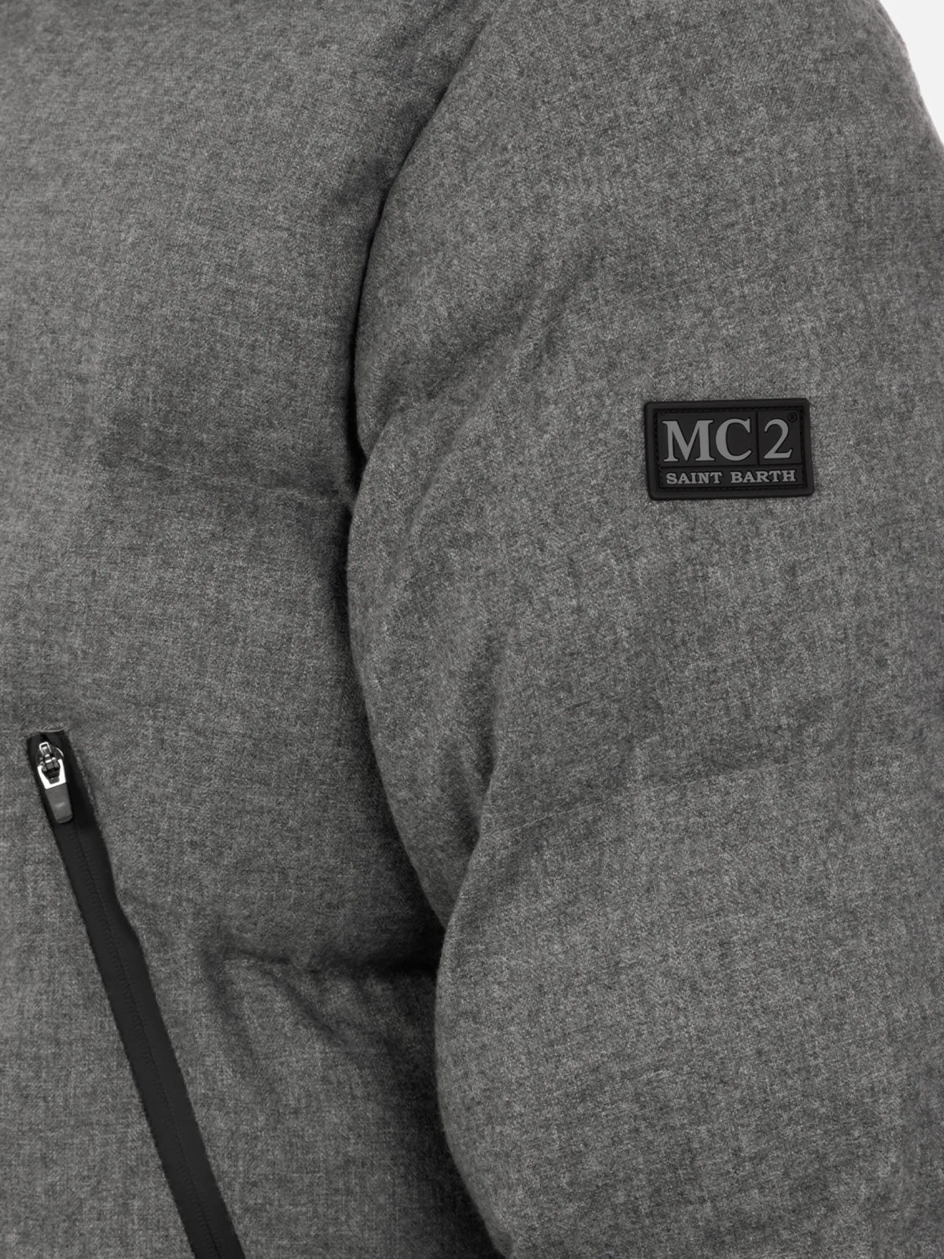Steppjacke aus graumeliertem Flanell mit Kapuze für Herren von Maier