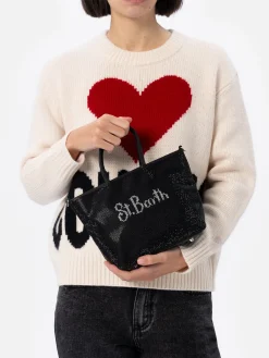 Strass Mini Bag mit schwarzem Strass