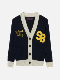 Strickjacke für Jungen mit Aufnäher und Stickerei des St. Barth College