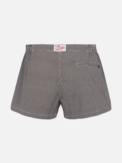 Tailliert geschnittene Herren-Badeshorts Harrys mit Pied-de-Poule-Aufdruck