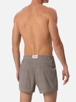 Tailliert geschnittene Herren-Badeshorts Harrys mit Pied-de-Poule-Aufdruck