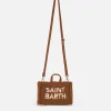Telefontasche aus braunem Teddystoff mit Saint Barth-Logostickerei