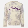 Toile de Jouy-Pullover für Mädchen mit Rundhalsausschnitt und La Montagne-Stickerei