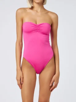 Trägerloser Badeanzug Soleil für Damen in Fuchsie