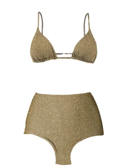 Triangel-Bikini aus goldenem Lurex