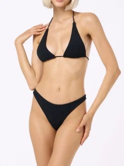 Triangel-Bikini in Crinkle-Optik für Damen, schwarz, Guiana Elise