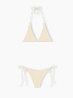 Triangel-Bikini in Crinkle-Optik für Damen, cremefarben, Guiana Marielle