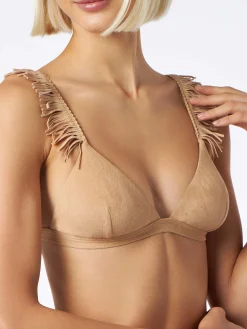 Triangel-Bikini in Wildlederoptik mit frecher Badehose
