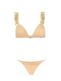 Triangel-Bikini in Wildlederoptik mit frecher Badehose