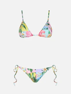 Triangel-Bikini mit Aufnäher und Blumenmuster
