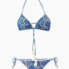 Triangel-Bikini mit Blumen-Denim-Print