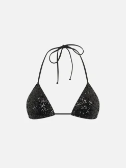 Triangel-Top Leah mit schwarzen Pailletten für Damen