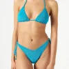 Türkisfarbener Frottee-Triangel-Bikini für Damen mit Anhängern