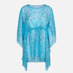 Türkisfarbener Kaftan mit Bandana-Print
