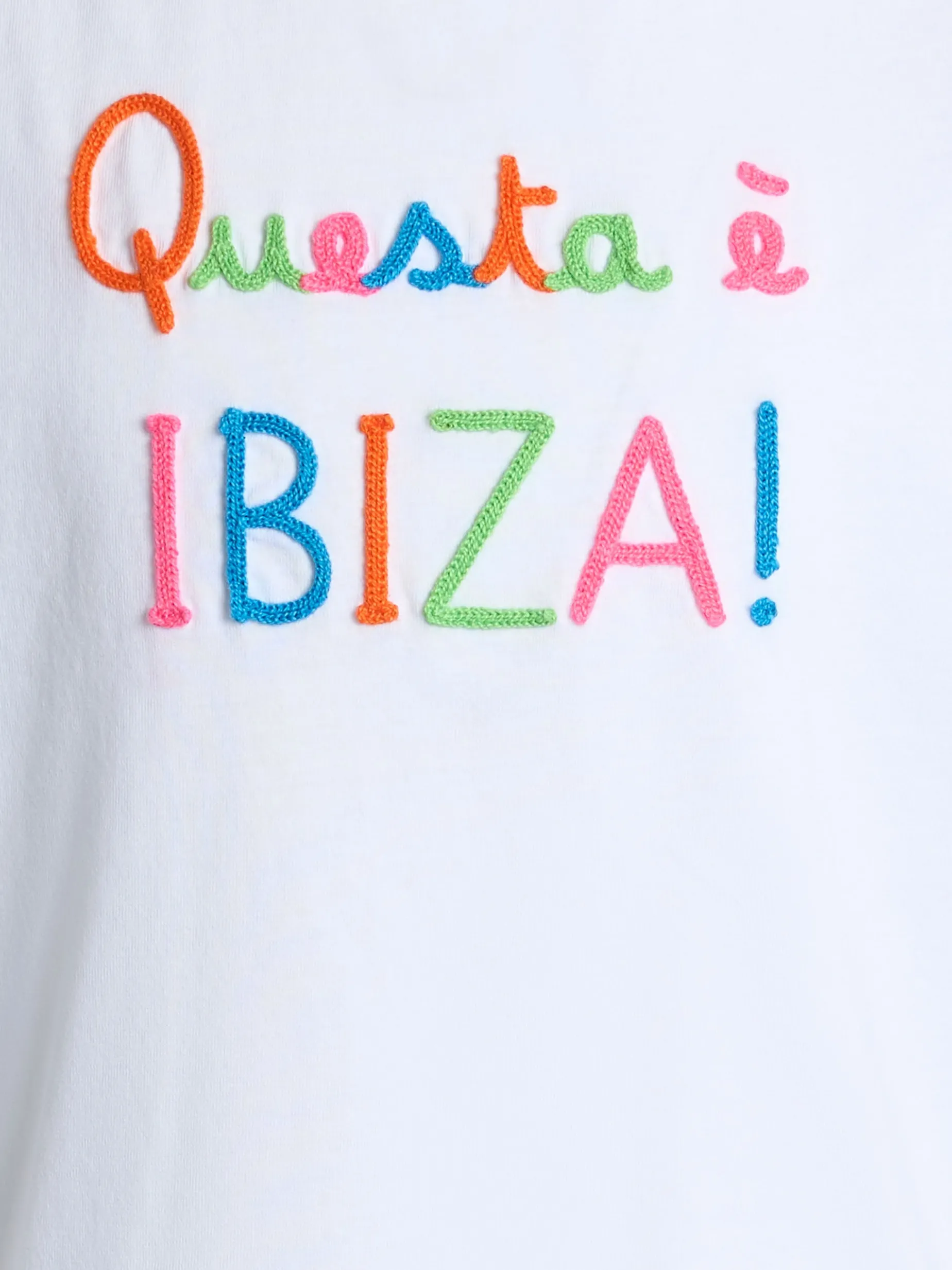T-Shirt Elly aus Baumwolljersey mit Rundhalsausschnitt für Mädchen mit Questa è Ibiza-Stickerei