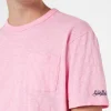T-Shirt „Präsident“ aus rosa geflammter Baumwolle für Herren mit Stickerei