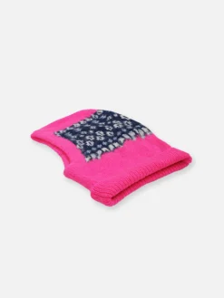 Ultraweiche Damen-Sturmhaube in Fluo-Rosa mit isländischem Muster