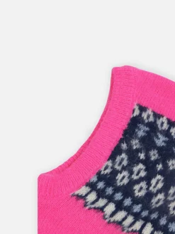 Ultraweiche Damen-Sturmhaube in Fluo-Rosa mit isländischem Muster