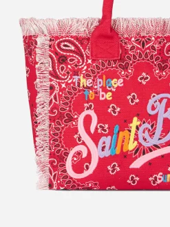 Umhängetasche „Vanity“ aus Segeltuch mit rotem Bandana-Aufdruck