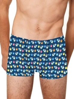 Unterwäsche-Boxershorts mit Aufdruck „Mikrohähne und Alarme“.