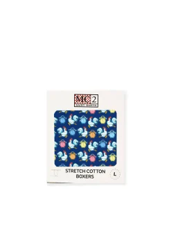 Unterwäsche-Boxershorts mit Aufdruck „Mikrohähne und Alarme“.