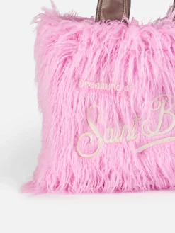 Vanity pelzige, weiche Umhängetasche mit Saint-Barth-Stickerei