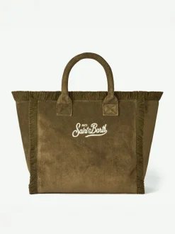 Vanity Umhängetasche aus Frottee in Militärgrün